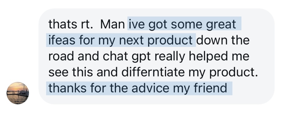 Member DM: Got great ideas for next product